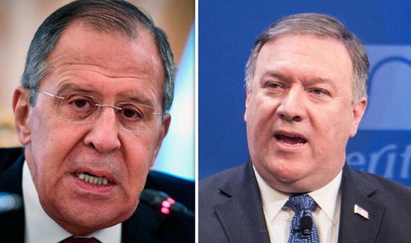 Ngoại trưởng Nga Sergei Lavrov (trái) và người đồng cấp Mỹ Mike Pompeo. (Nguồn: Getty)