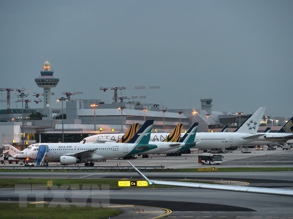 Máy bay thương mại của các hãng hàng không trên thế giới tại sân bay Changi, Singapore. (Nguồn: AFP/TTXVN)