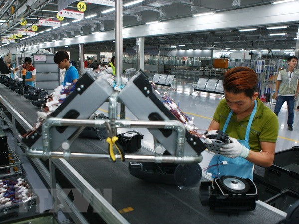 Dây chuyền sản xuất thiết bị điện tử gia dụng tại công ty LG Electronics Việt Nam. Ảnh minh họa. (Ảnh: Lâm Khánh/TTXVN)