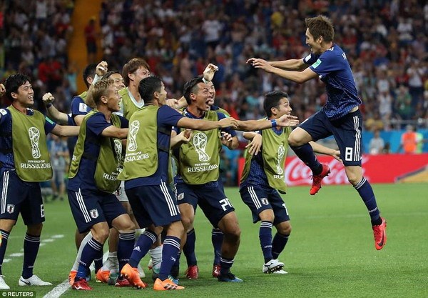 Bàn thắng mở tỷ số 1-0 sau pha dứt điểm chéo góc của Genki Haraguchi ở phút 48 trong trận đấu giữa hai đội tuyển Nhật Bản và Bỉ. (Nguồn: Getty Images)