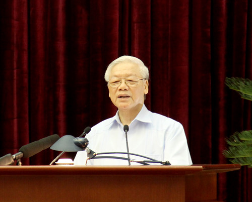 Tổng bí thư Nguyễn Phú Trọng phát biểu chỉ đạo Hội nghị.