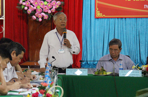 Chủ tịch UBND huyện Thống Nhất Nguyễn Văn Quang phát biểu tại buổi làm việc.