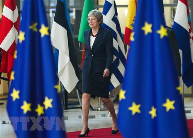 Thủ tướng Anh Theresa May tới dự hội nghị thượng đỉnh EU tại Brussels, Bỉ ngày 17/10/2018. (Ảnh: THX/TTXVN)