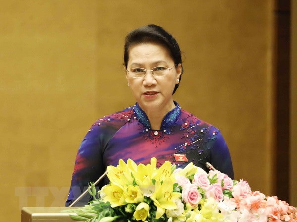 Chủ tịch Quốc hội Nguyễn Thị Kim Ngân phát biểu khai mạc kỳ họp. (Ảnh: Phương Hoa/TTXVN)