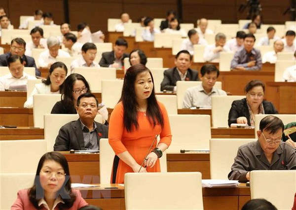 Đại biểu Quốc hội thành phố Hà Nội Vũ Thị Lưu Mai phát biểu. (Ảnh: Phương Hoa/TTXVN)