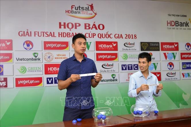 Lễ bốc thăm thi đấu Giải Futsal HDBank cúp Quốc gia 2018. Ảnh: Trung Nguyên-TTXVN