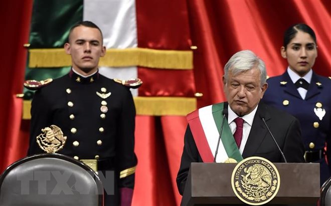 Tân Tổng thống Mexico Andres Manuel Lopez Obrador tại lễ tuyên thệ nhậm chức ở Mexico City ngày 1-12-2018. (Ảnh: AFP/TTXVN)