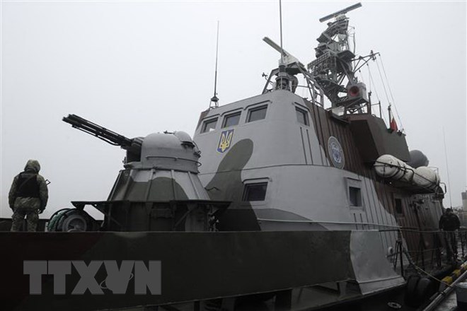 Tàu quân sự Dondass của Ukraine neo đậu tại cảng Mariupol trên Biển Azov ngày 27-11-2018. (Nguồn: AFP/TTXVN)