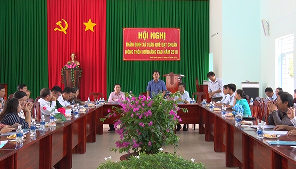 Toàn cảnh hội nghị thẩm tra kết quả xây dựng NTM nâng cao trên địa bàn xã Xuân Quế