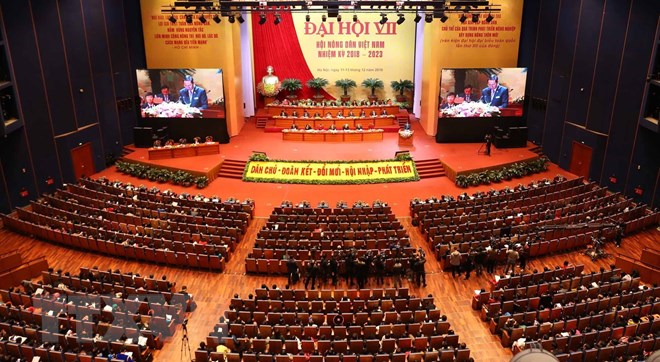 Toàn cảnh Đại hội đại biểu toàn quốc Hội Nông dân Việt Nam lần thứ VII. (Ảnh: Vũ Sinh/TTXVN)
