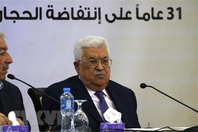 Tổng thống Palestine Mahmoud Abbas tại cuộc họp ở thành phố Ramallah, thuộc khu Bờ Tây. (Ảnh: AFP/TTXVN)