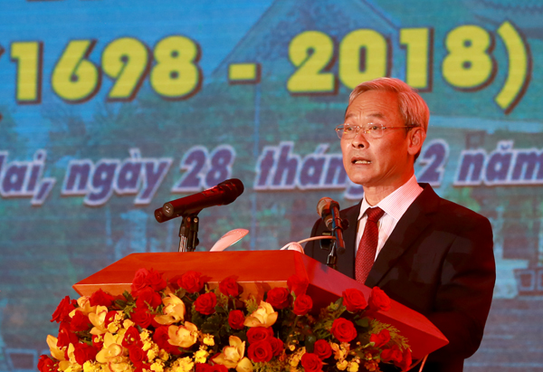 Bí thư Tỉnh ủy Nguyễn Phú Cường đọc diễn văn tại buổi lễ