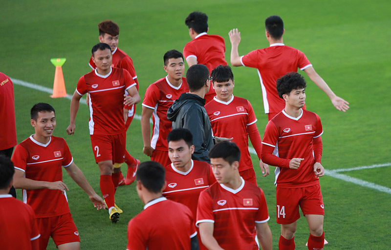 Trận ra quân gặp Iraq có ý nghĩa rất quan trọng với thầy trò HLV Park Hang Seo. Trong ảnh: Chiều 5-1, tuyển Việt Nam có buổi tập chuẩn bị cho trận ra quân tại VCK Asian Cup 2019.
