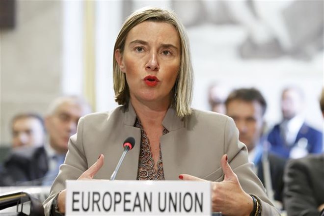 Đại diện cấp cao của EU về chính sách an ninh và đối ngoại Federica Mogherini phát biểu tại Geneva, Thụy Sĩ ngày 28-11-2018. (Ảnh: THX/TTXVN)