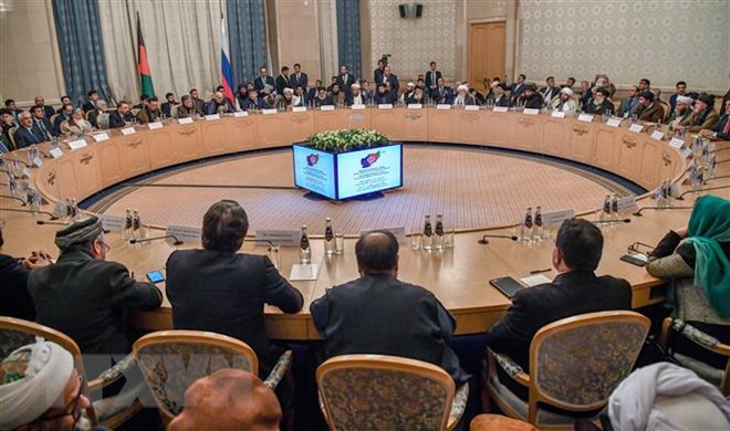 Toàn cảnh cuộc hòa đàm giữa Taliban và các chính trị gia cấp cao Afghanistan tại Moskva, Nga ngày 5-2-2019. (Ảnh: AFP/TTXVN)