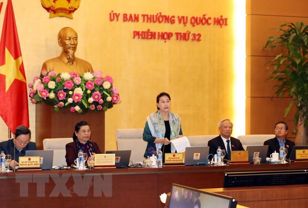 Chủ tịch Quốc hội Nguyễn Thị Kim Ngân chủ trì và phát biểu khai mạc Phiên họp thứ 32 của Ủy ban Thường vụ Quốc hội khóa XIV. (Ảnh: Trọng Đức/TTXVN)