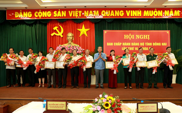 Phó bí thư Tỉnh ủy, Chủ tịch UBND tỉnh Đinh Quốc Thái tặng bằng khen cho 13 Đảng bộ trực thuộc hoàn thành tốt nhiệm vụ năm 2018