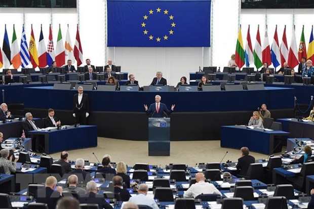 Cuộc họp của Nghị viện châu Âu ở Strasbourg, Pháp, ngày 17-4. (Ảnh: AFP/TTXVN)