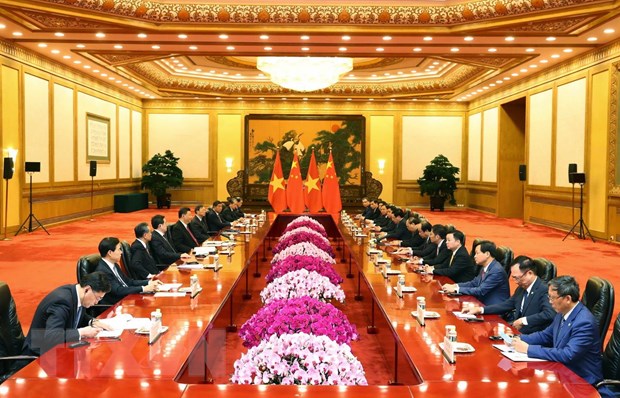  Thủ tướng Nguyễn Xuân Phúc hội kiến Tổng Bí thư, Chủ tịch nước Trung Quốc Tập Cận Bình. (Ảnh: Thống Nhất/TTXVN)