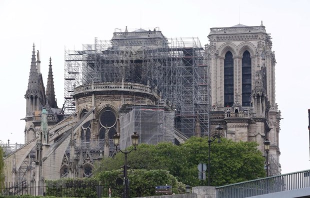 Nhà thờ Đức Bà Paris bị phá hủy một phần sau vụ hỏa hoạn ngày 16/4/2019. (Ảnh: THX/TTXVN)