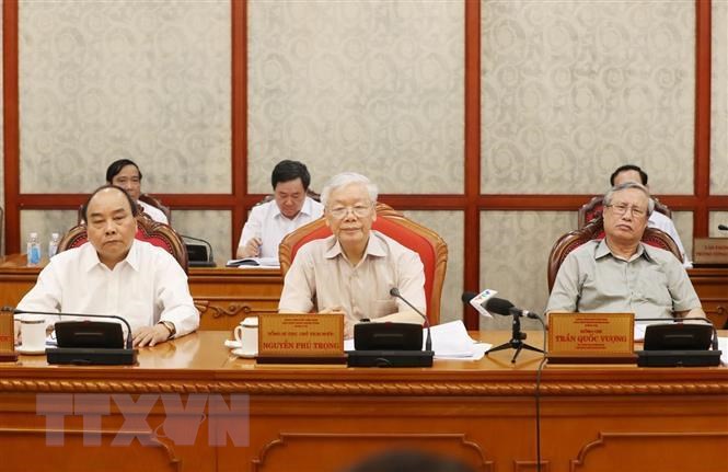 Tổng Bí thư, Chủ tịch nước Nguyễn Phú Trọng chủ trì họp Bộ Chính trị (Ảnh: Trí Dũng/TTXVN)