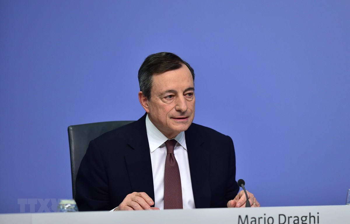 Chủ tịch Ngân hàng Trung ương châu Âu (ECB) Mario Draghi trong cuộc họp báo tại Frankfurt, Đức ngày 7/3/2019. (Ảnh: THX/TTXVN)