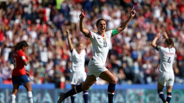  Mỹ thẳng tiến vào vòng 1/8 World Cup nữ 2019. (Nguồn: Getty Images)