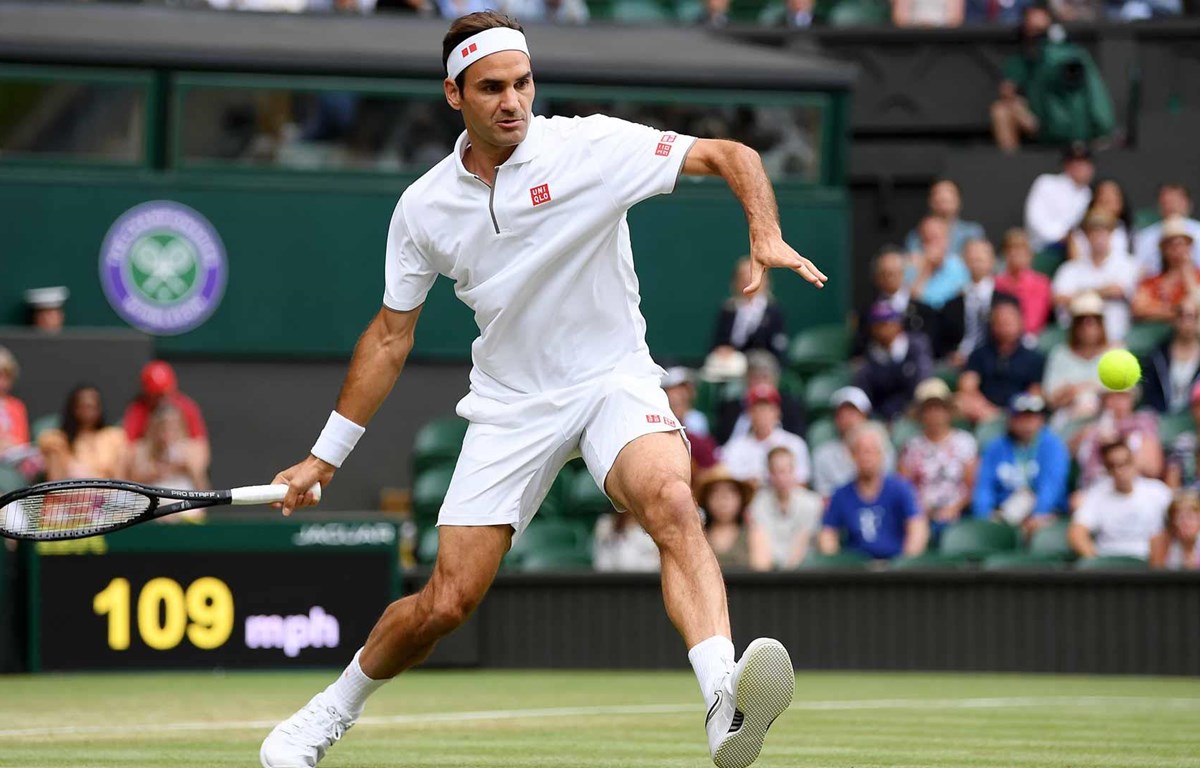  Federer chỉ còn cách chiến thắng thứ 100 ở Wimbledon đúng 1 trận đấu. (Nguồn: Getty Images)