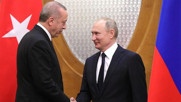 Tổng thống Thổ Nhĩ Kỳ Tayyip Erdogan và người đồng cấp Nga Vladimir Putin. (Ảnh: Kremlin)