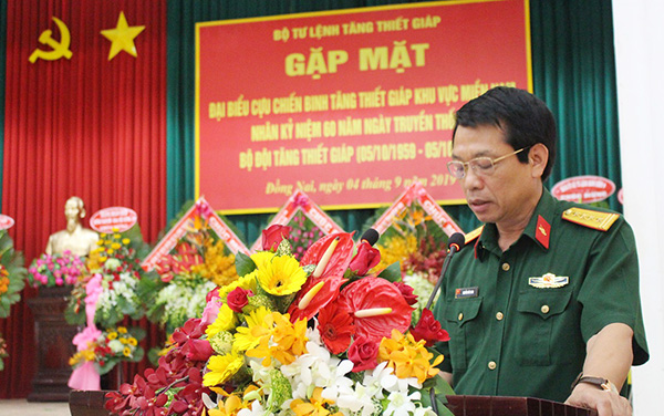 Đại tá Nguyễn Đức Dinh phát biểu tại buổi gặp mặt