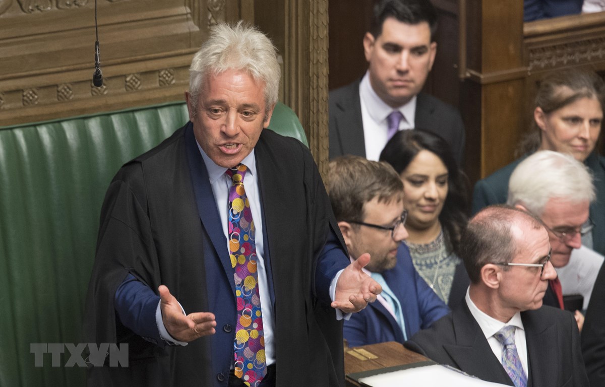 Chủ tịch Hạ viện Anh John Bercow (trái) phát biểu tại phiên họp của Hạ viện ở London ngày 9-9-2019. (Nguồn: AFP/TTXVN)