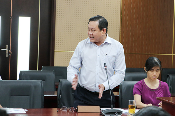 Giám đốc Sở Tài nguyên- môi trường Đặng Minh Đức phát biểu ý kiến tại buổi làm việc.