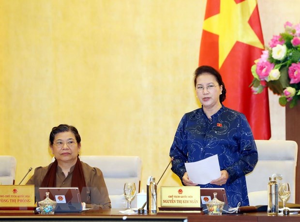 Chủ tịch Quốc hội Nguyễn Thị Kim Ngân phát biểu bế mạc Phiên họp thứ 37 của Ủy ban Thường vụ Quốc hội. (Ảnh: Trọng Đức/TTXVN)