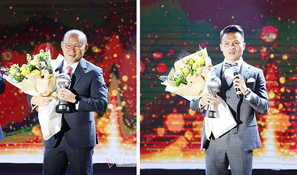 Giải thưởng HLV nam xuất sắc nhất năm thuộc về HLV Park Hang-seo và Giải thưởng Cầu thủ xuất sắc nhất năm thuộc về tiền vệ Nguyễn Quang Hải