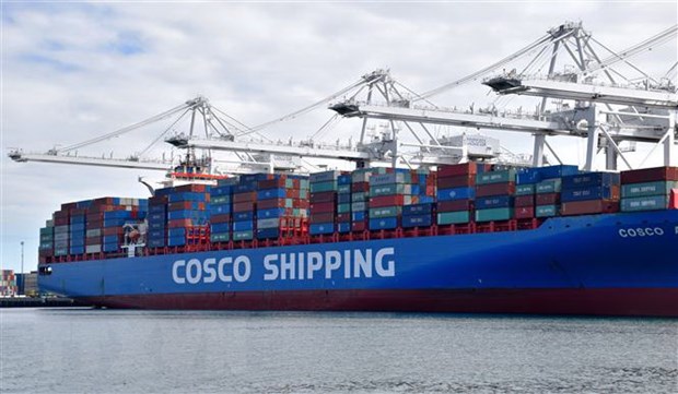 Hàng hóa Trung Quốc được xếp tại cảng Long Beach, bang California, Mỹ ngày 27-2-2019. (Nguồn: THX/TTXVN)