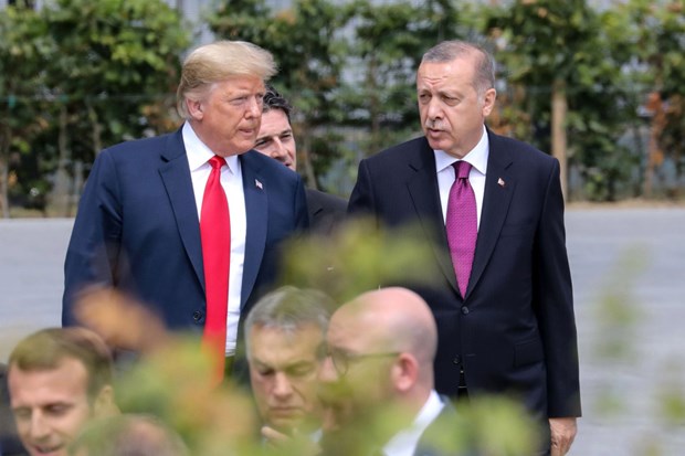 Tổng thống Donald Trump (trái) và người đồng cấp Thổ Nhĩ Kỳ Recep Tayyip Erdogan. (Nguồn: AFP/Getty Images)
