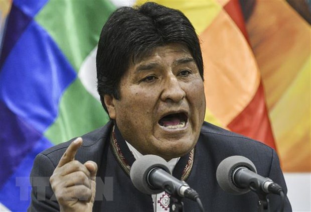 Ông Evo Morales trong cuộc họp báo tại La Paz ngày 24-10-2019. (Nguồn: AFP/TTXVN)