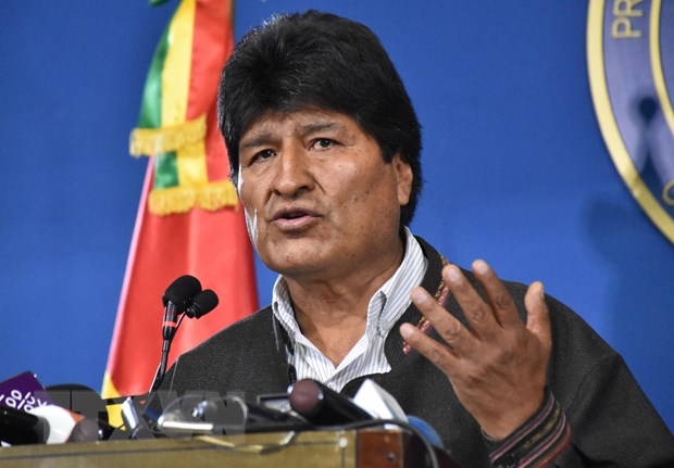 Tổng thống Bolivia Evo Morales trong cuộc họp báo tại thành phố El Alto, ngày 9-11-2019. (Nguồn: AFP/TTXVN)