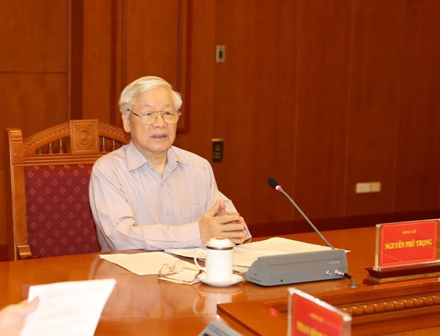 Tổng Bí thư, Chủ tịch nước Nguyễn Phú Trọng phát biểu chỉ đạo cuộc họp Thường trực Ban Chỉ đạo Trung ương về phòng, chống tham nhũng. (Ảnh: Trí Dũng/TTXVN)