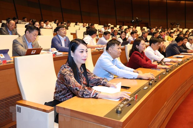 Các đại biểu Quốc hội biểu quyết thông qua Bộ luật Lao động sửa đổi. (Ảnh: Lâm Khánh/TTXVN)