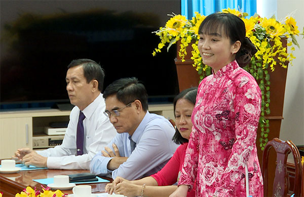 Bà Trương Thị Mỹ Dung phát biểu nhận nhiệm vụ Giám đốc Sở Công thương.