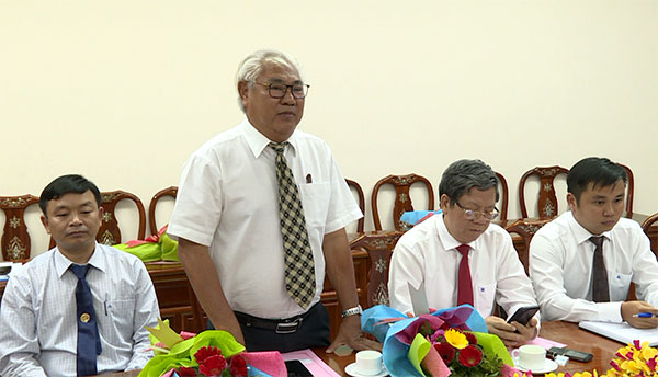 Ông Trần Văn Mùi, Giám đốc Khu Bảo tồn Thiên nhiên văn hoá Đồng Nai phát biểu tại buổi lễ.