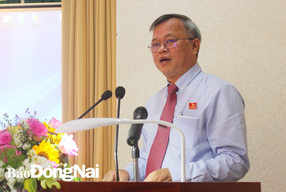 Chủ tịch UBND tỉnh Cao Tiến Dũng phát biểu giải trình tại kỳ họp (ảnh: H.Giang)