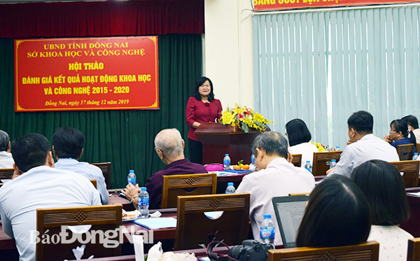 Phó Chủ tịch UBND tỉnh Nguyễn Hòa Hiệp phát biểu tại Hội thảo đánh giá kết quả hoạt động khoa học và công nghệ giai đoạn 2015-2020