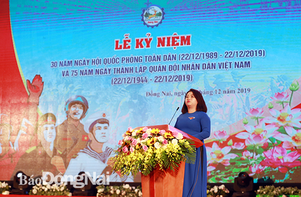 Phó bí thư thường trực Tỉnh đoàn Nguyễn Thanh Hiền phát biểu tại buổi lễ