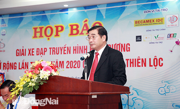 Ông Nguyễn Thanh Nghĩa, Chủ tịch Hội đồng quản trị Công ty Cổ phần Đại Thiên Lộc, phát biểu tại buổi họp báo