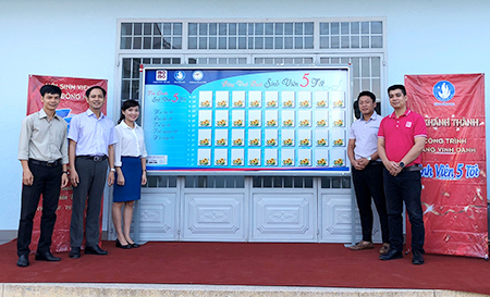 Hội Sinh viên tỉnh tặng công trình bảng vinh danh tại Trường đại học Lạc Hồng (Ảnh: Hội Sinh viên tỉnh cung cấp)