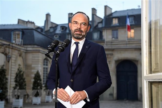 Thủ tướng Pháp Edouard Philippe phát biểu trong cuộc họp báo tại Paris. (Nguồn: AFP/TTXVN)