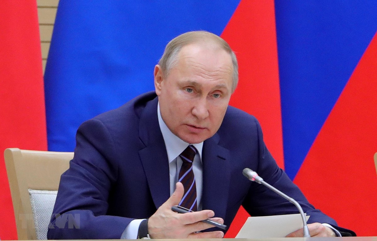Tổng thống Nga Vladimir Putin trong bài phát biểu tại Moskva ngày 16-1-2020. (Ảnh: AFP/TTXVN)