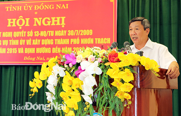 Phó bí thư Thường trực Tỉnh ủy Hồ Thanh Sơn phát biểu kết luận hội nghị